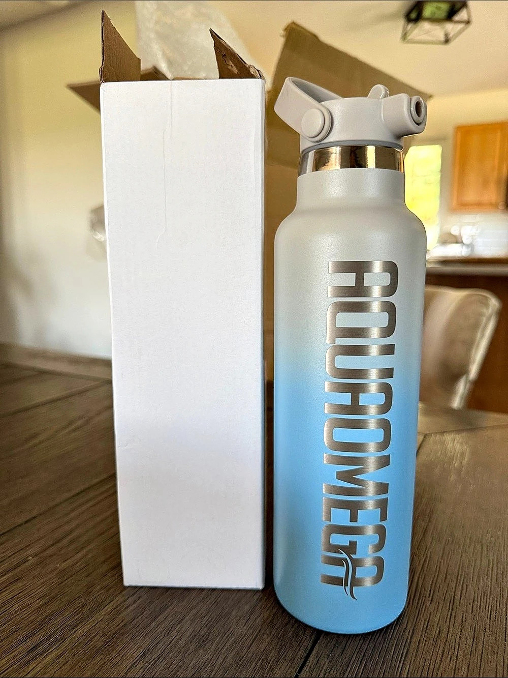 Aquaomega Water Bottle in Blue & Gray NWT